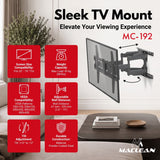 TV-fäste/hängare Maclean, max VESA 400x400, 32–70 tum, upp till 40 kg, svart, lutningsjustering +12°–-12° och vridning +60°–-60°, MC-192