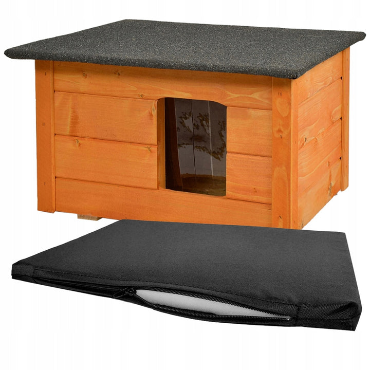 Kennel för hundar, katter Woodok, isolerad, granträ + hundbädd