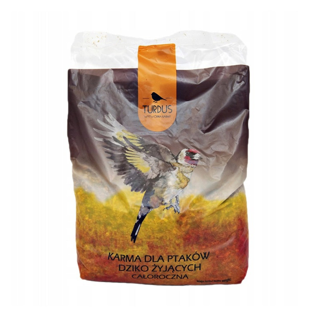 Woodok fågelmatare, granträ, eldad, starka krokar + fågelfrö 1kg