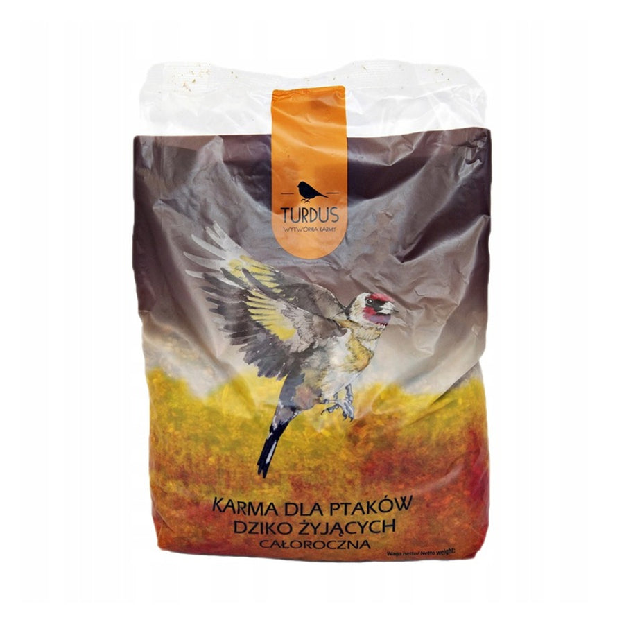 Woodok fågelmatare, granträ, eldad, starka krokar + fågelfrö 1kg