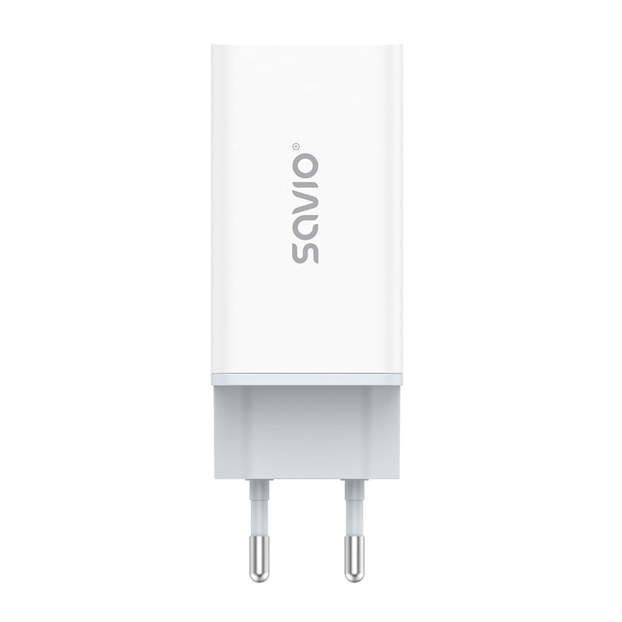 Savio nätladdare, 1x USB-A, 2x USB-C, GaN, 65W, vit, SAVLA-07