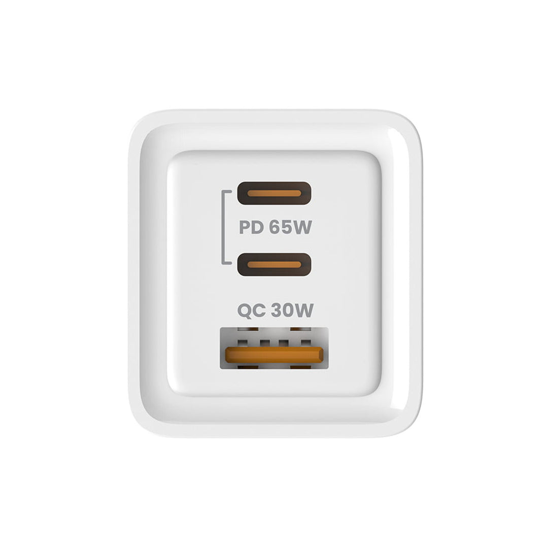 Savio nätladdare, 1x USB-A, 2x USB-C, GaN, 65W, vit, SAVLA-07