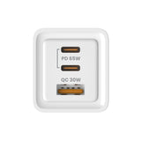Savio nätladdare, 1x USB-A, 2x USB-C, GaN, 65W, vit, SAVLA-07