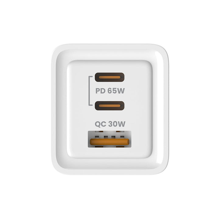 Savio nätladdare, 1x USB-A, 2x USB-C, GaN, 65W, vit, SAVLA-07