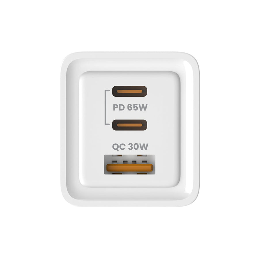 Savio nätladdare, 1x USB-A, 2x USB-C, GaN, 65W, vit, SAVLA-07