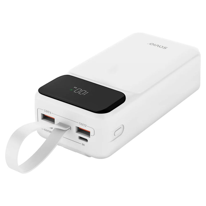 Powerbank SAVIO, 2 portar USB, 1 port USB-C, snabbladdning, strömförsörjning, SAVBA-11