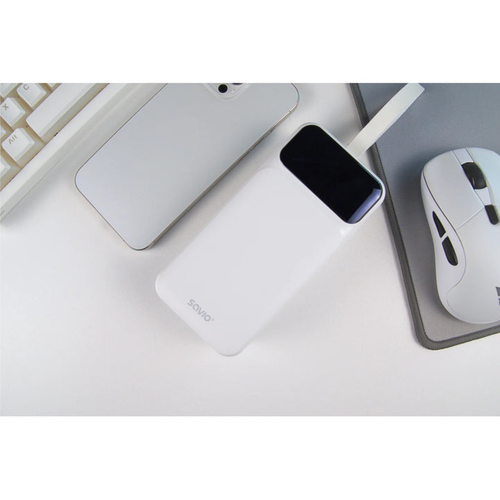 Powerbank SAVIO, 2 portar USB, 1 port USB-C, snabbladdning, strömförsörjning, SAVBA-11