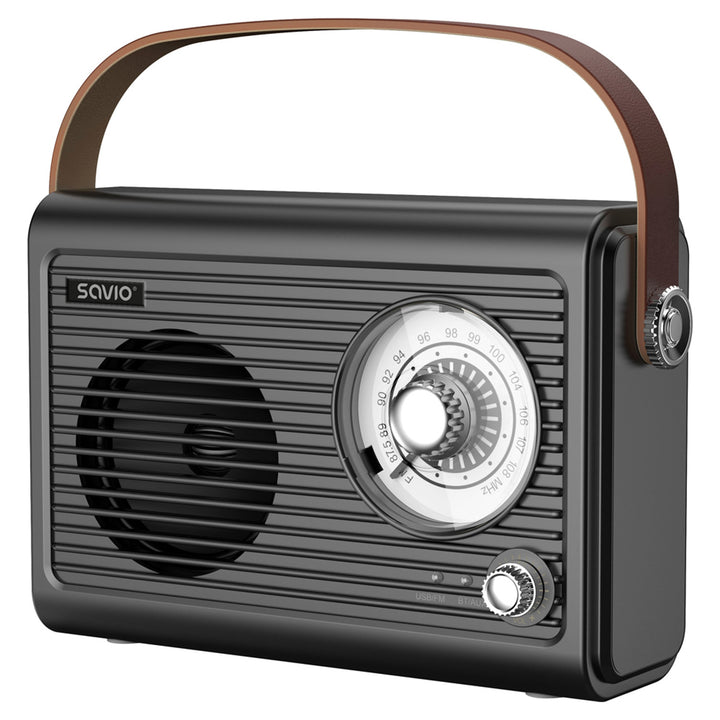 Savio portabel FM-radio, batteridriven, Bluetooth, AUX, SAVRS-01