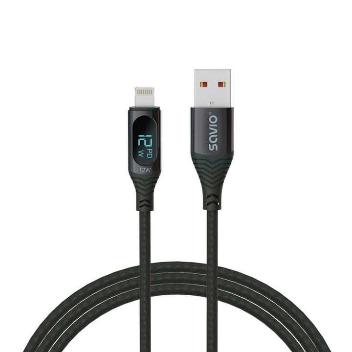 USB till Lightning Savio-kabel, digital display, längd 1m, SAVKABELCL-173