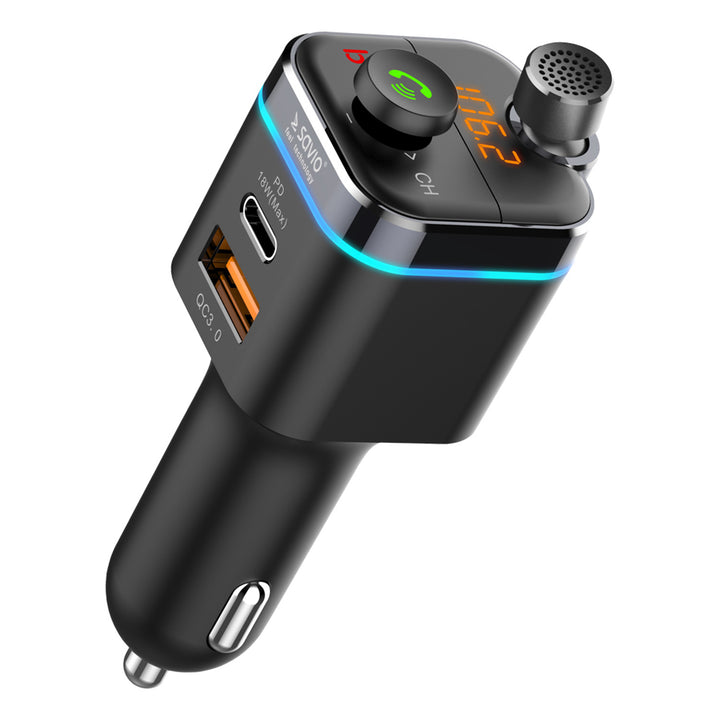 Savio MP3 bilradiosändare, Bluetooth 5.0, laddningsfunktion, svart, SAVFMTRANSTR-12