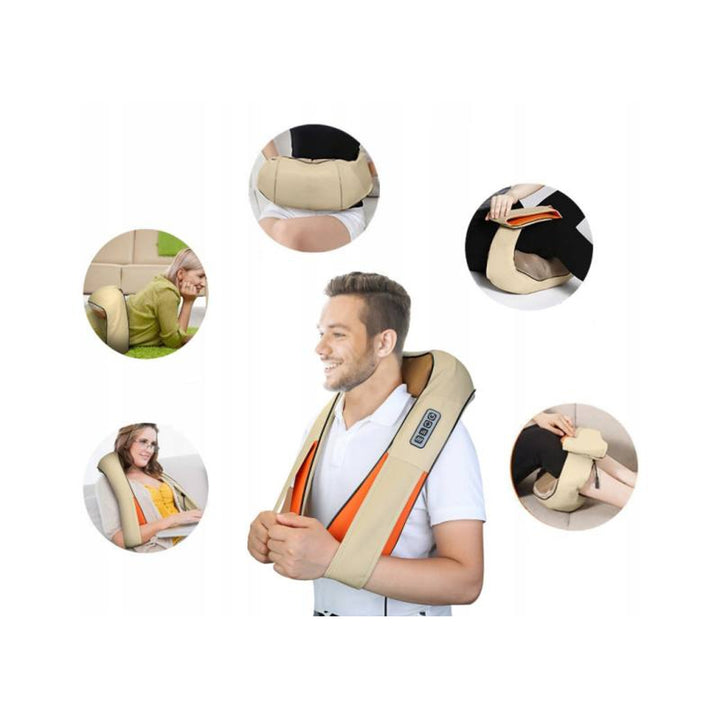 LTC Shiatsu 6D axelmassageapparat, 3 hastigheter, 5V, 24W, värmefunktion, LED-bakgrundsbelysning, halkfria remmar