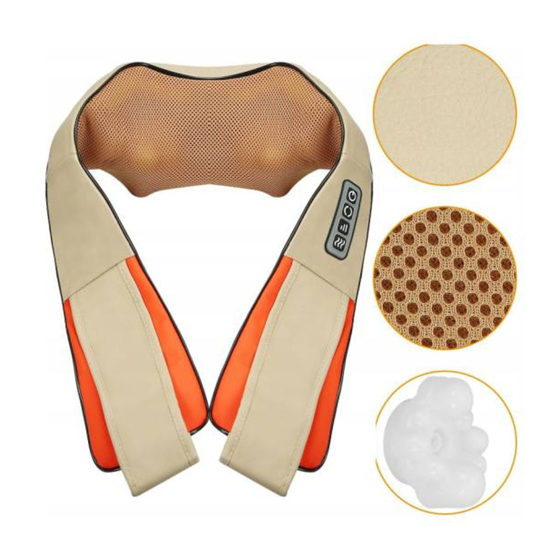 LTC Shiatsu 6D axelmassageapparat, 3 hastigheter, 5V, 24W, värmefunktion, LED-bakgrundsbelysning, halkfria remmar