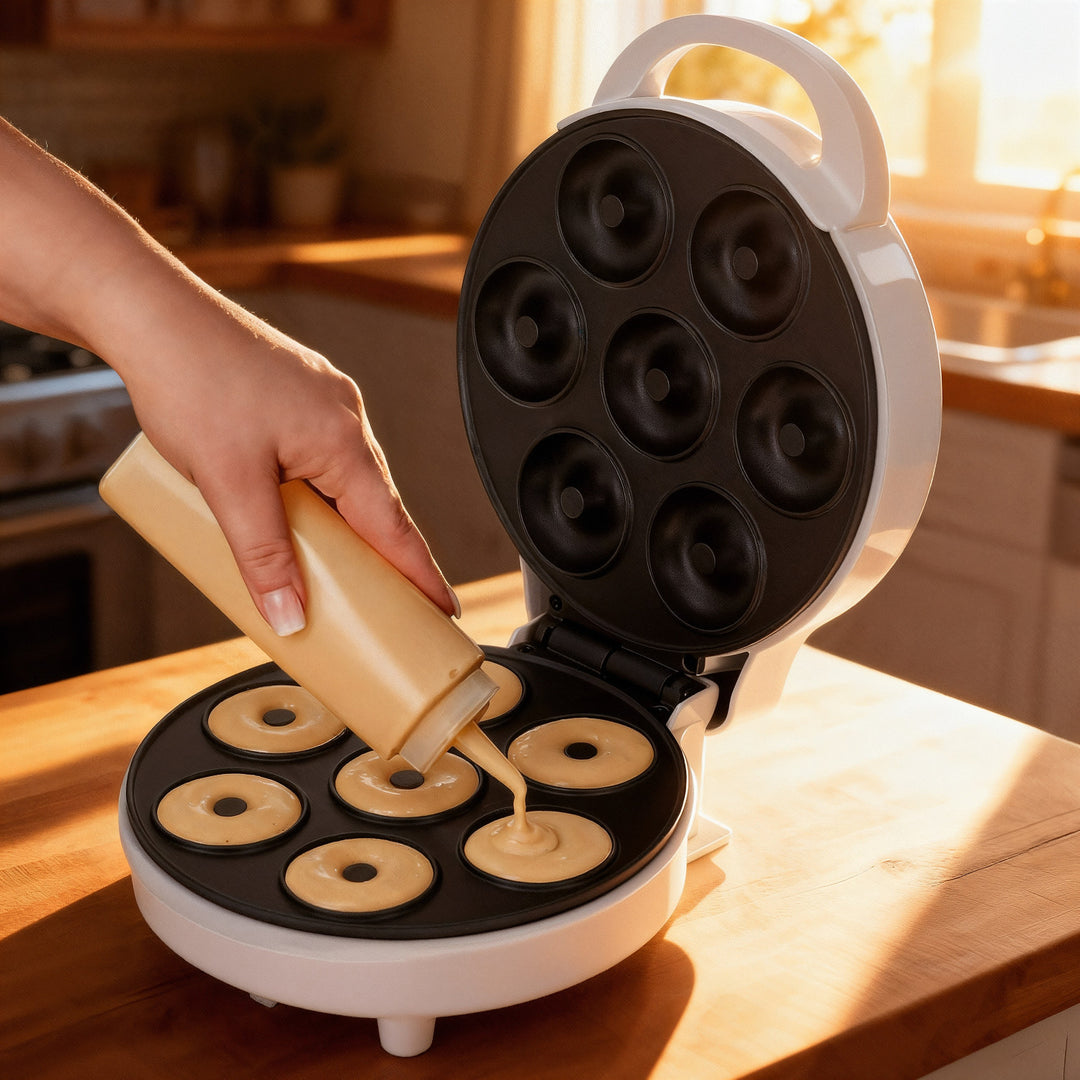Doughnutmaker Adler, för 7 munkar, non-stick beläggning, vit, 1500W, AD 3075