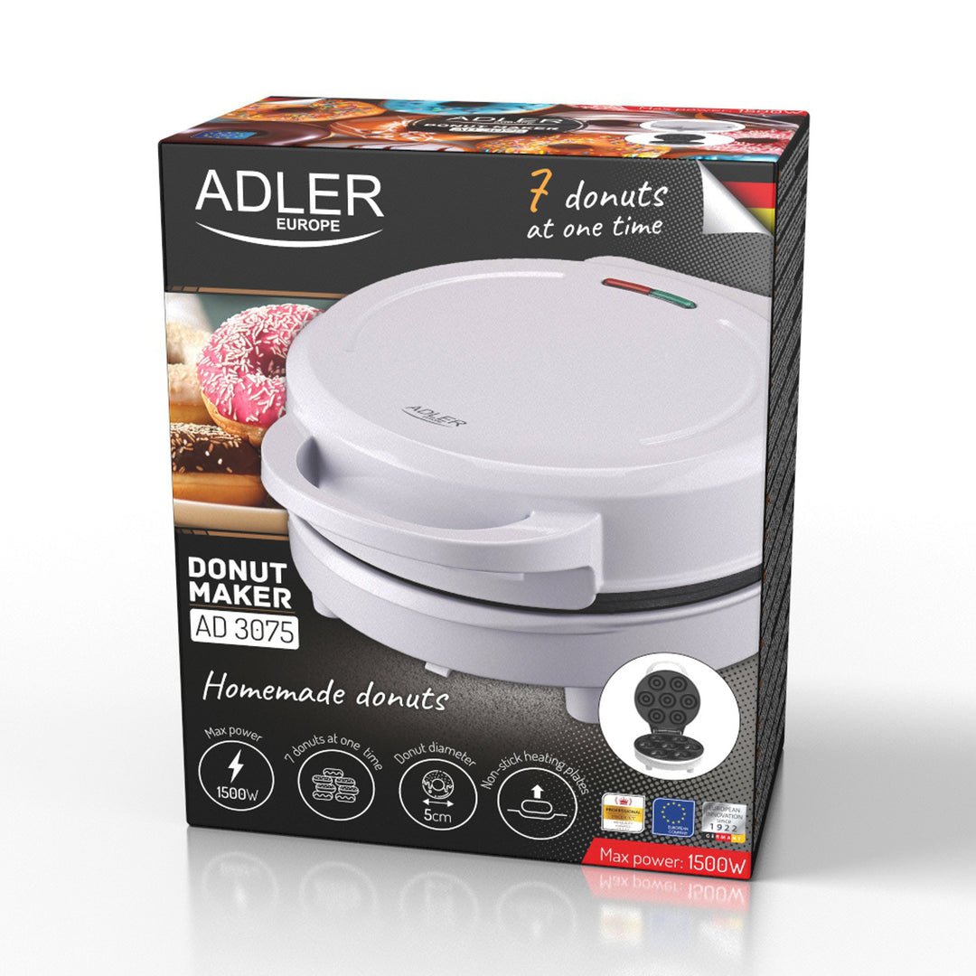 Doughnutmaker Adler, för 7 munkar, non-stick beläggning, vit, 1500W, AD 3075