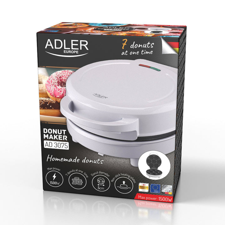 Doughnutmaker Adler, för 7 munkar, non-stick beläggning, vit, 1500W, AD 3075