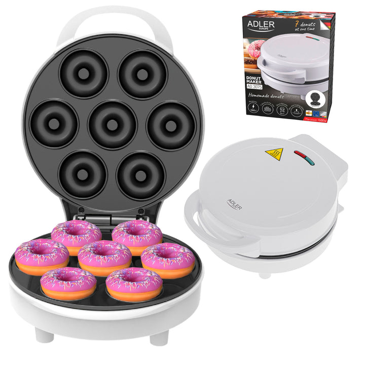 Doughnutmaker Adler, för 7 munkar, non-stick beläggning, vit, 1500W, AD 3075