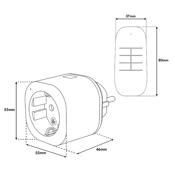 GreenBlue fjärrstyrda eluttag, 3 st, programmerbara, räckvidd upp till 30 m, 220–240 V AC, 50/60 Hz, 16 A, 433 MHz, GB313 F