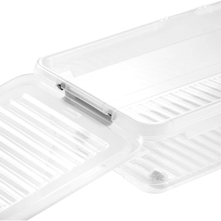 Leo Keeeper container med lock, kapacitet 33L, genomskinlig, med hjul, lock med clips