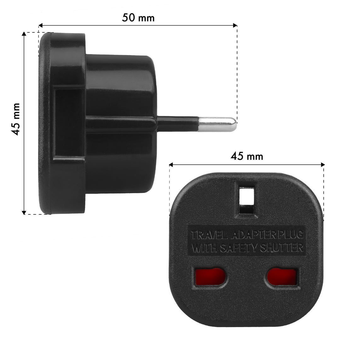 Maclean UK-kontakt till EU-kontaktadapter, svart, MCE72, 2 st