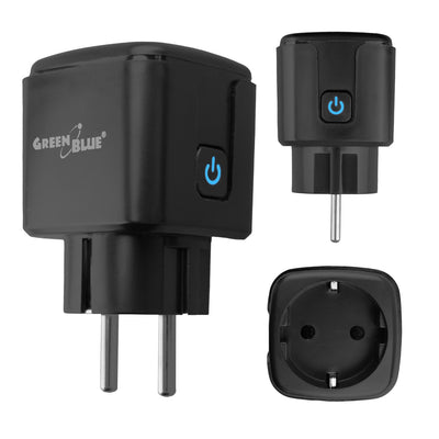 GreenBlue WiFi-styrd eluttag, Android/iOS/Alexa/Google Home, timer, effektmätare, max 16 A/3840 W, GB735 B