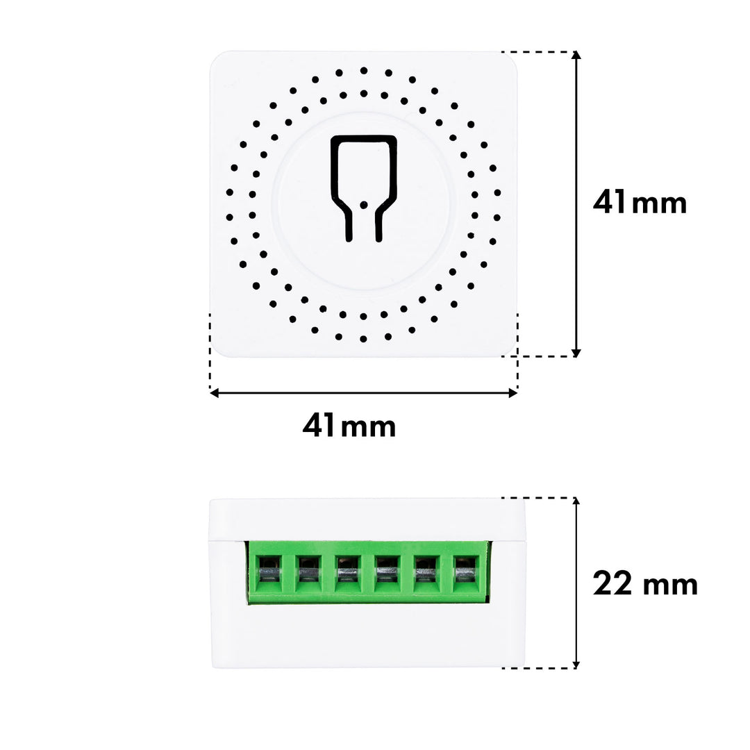 GreenBlue WiFi-relä för infälld montering, Android/iOS/Alexa/Google Home, 100–240 V växelström, 50/60 Hz, max. 16 A, för LED 150 W, GB739