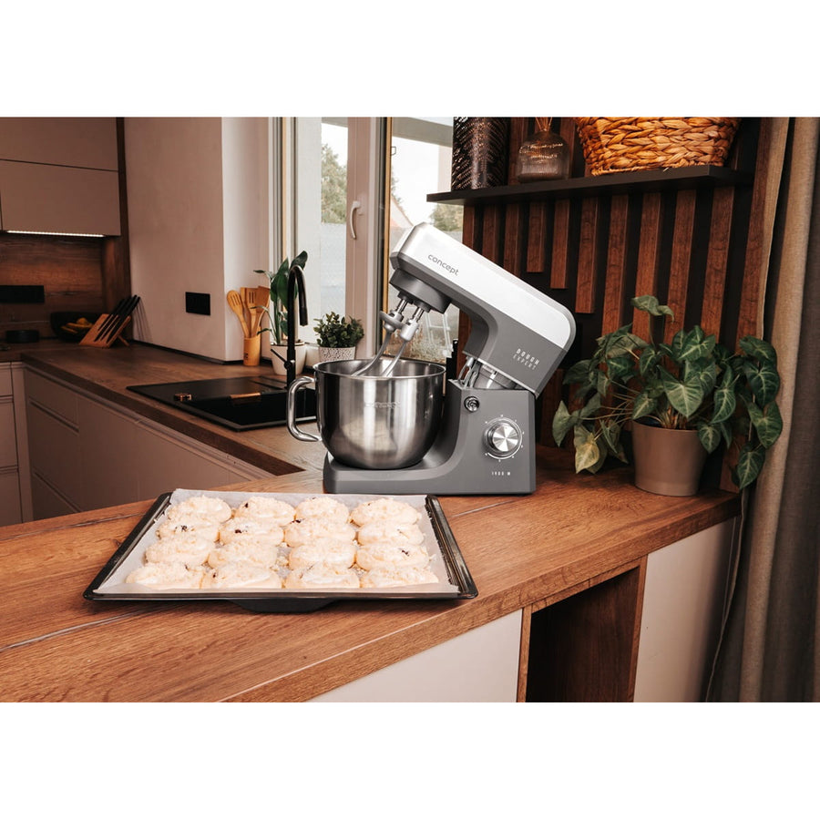 Concept Dough Expert köksrobot med planetväxel, effekt 1900 W, dubbel degkrok, uppvärmningsfunktion för skålen, 6 olika hastigheter, RM6010