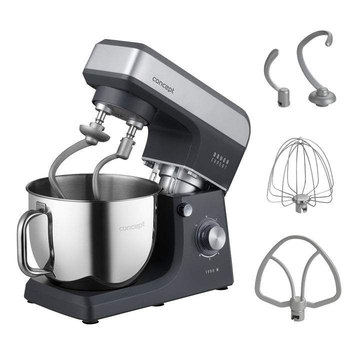 Concept Dough Expert planetarisk köksmaskin, effekt 1900 W, dubbel krok, funktion för uppvärmning av skålen, 6 olika hastigheter, RM6010