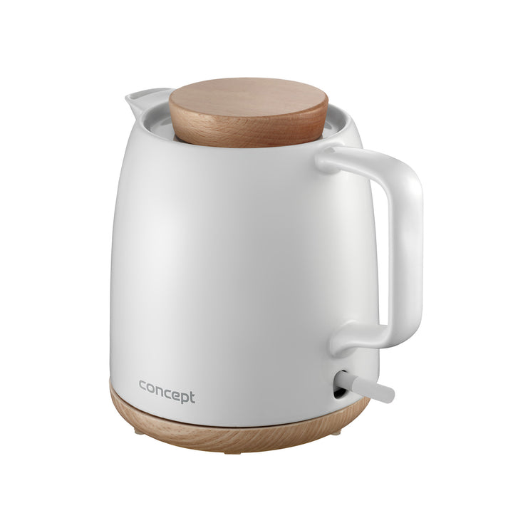 Concept elektrisk vattenkokare, kapacitet 1 liter, 1200 W, vit, Strix-kontakt, kalkfilter, vridbar bas, RK0085