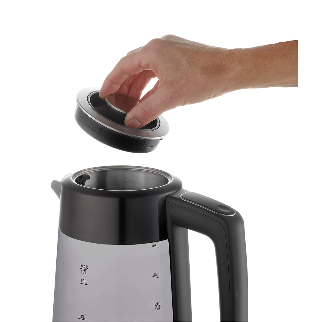 Concept elektrisk vattenkokare i glas, kapacitet 1,7 l, effekt 1850–2200 W, färg svart, Strix-kontakt, temperaturreglering, digital styrning, RK4195