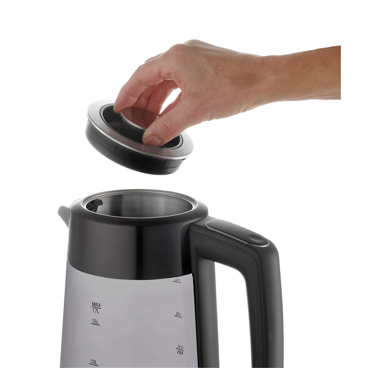 Concept elektrisk vattenkokare i glas, kapacitet 1,7 l, effekt 1850–2200 W, färg svart, Strix-kontakt, temperaturreglering, digital styrning, RK4195