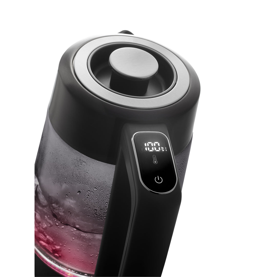 Concept elektrisk vattenkokare i glas, kapacitet 1,7 l, effekt 1850–2200 W, färg svart, Strix-kontakt, temperaturreglering, digital styrning, RK4195