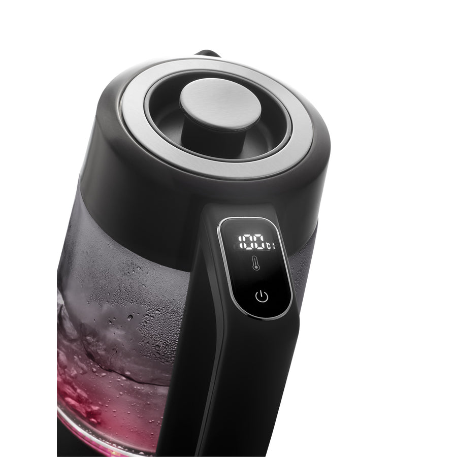 Concept elektrisk vattenkokare i glas, kapacitet 1,7 l, effekt 1850–2200 W, färg svart, Strix-kontakt, temperaturreglering, digital styrning, RK4195