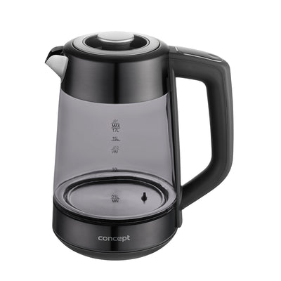 Concept elektrisk vattenkokare i glas, kapacitet 1,7 l, effekt 1850–2200 W, färg svart, Strix-kontakt, temperaturreglering, digital styrning, RK4195