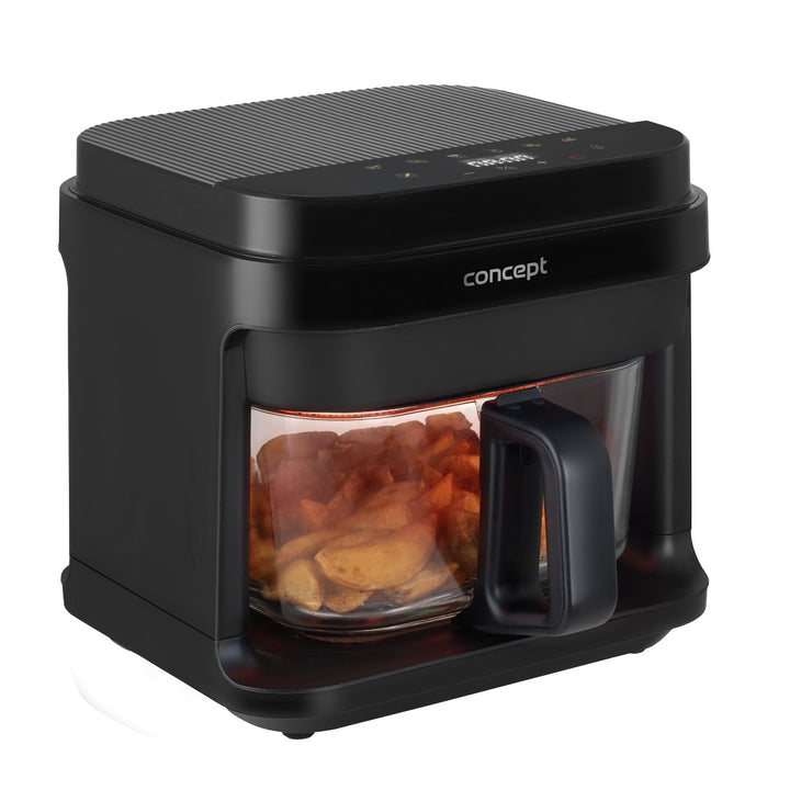 Fritös utan fett Concept Glass&Fast, kapacitet 5,5 l, 7 program, pekskärm med LED-display, hälsosam friteringsläge, glasbehållare, FR5500