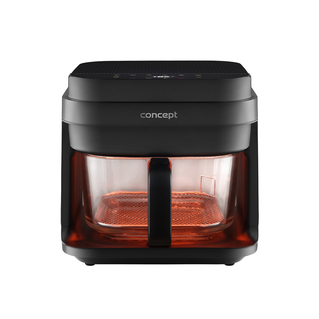Fritös utan fett Concept Glass&Fast, kapacitet 5,5 l, 7 program, pekskärm med LED-display, hälsosam friteringsläge, glasbehållare, FR5500