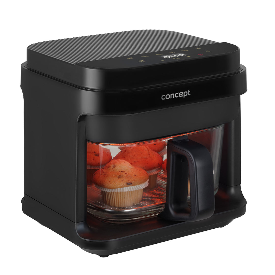 Fritös utan fett Concept Glass&Fast, kapacitet 5,5 l, 7 program, pekskärm med LED-display, hälsosam friteringsläge, glasbehållare, FR5500