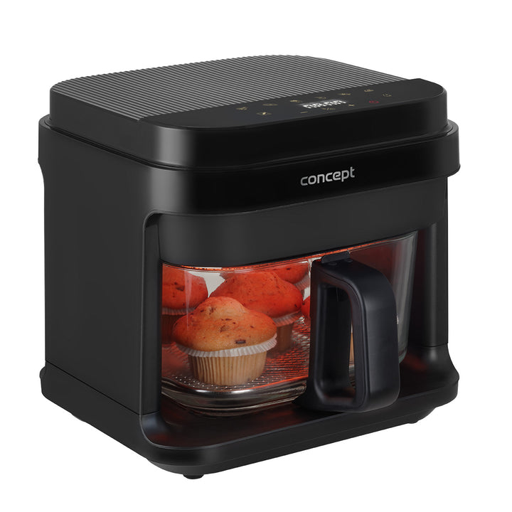 Fritös utan fett Concept Glass&Fast, kapacitet 5,5 l, 7 program, pekskärm med LED-display, hälsosam friteringsläge, glasbehållare, FR5500