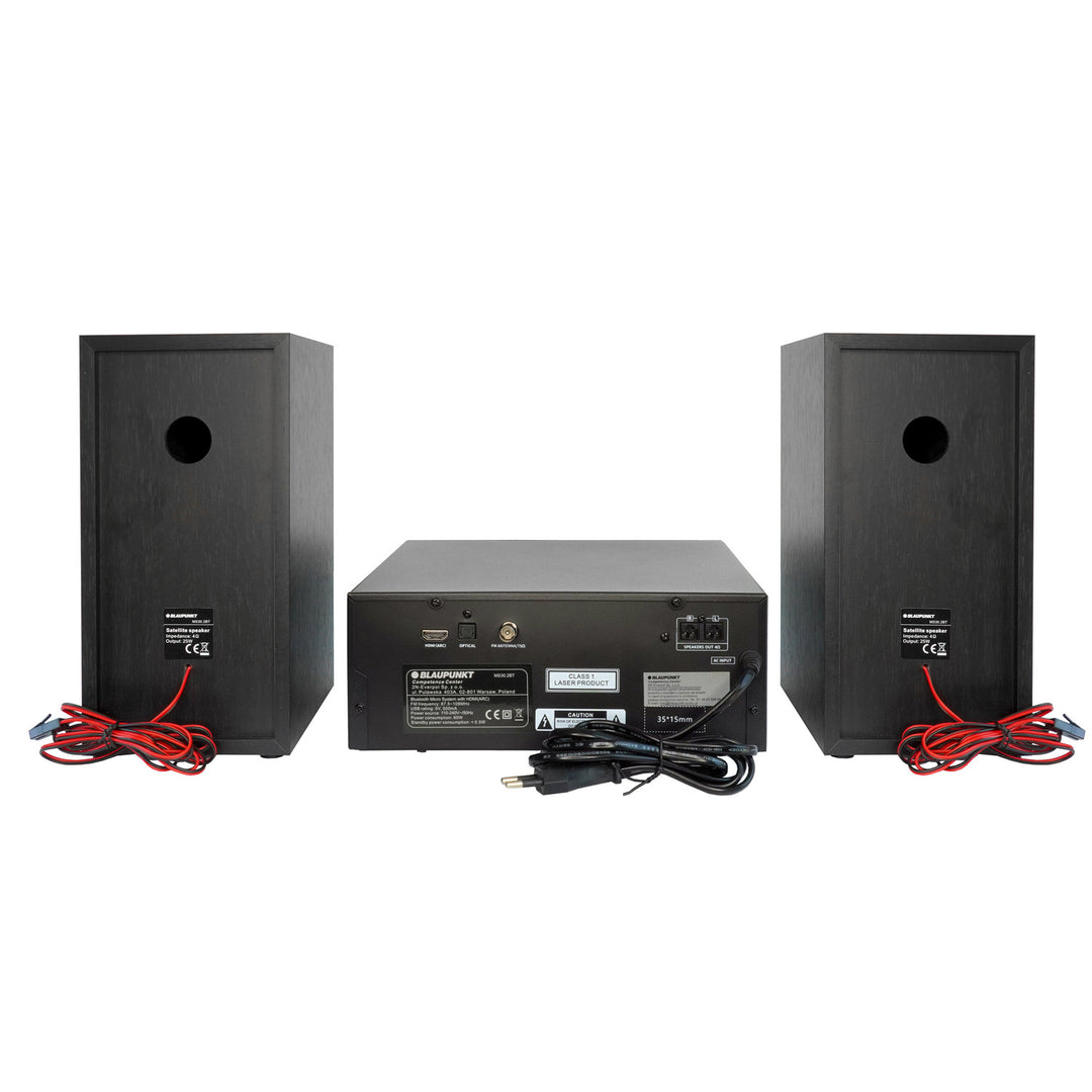 Blaupunkt mikrotorn, effekt 150 W, FM-radio, AUX-uttag och USB-anslutning, Bluetooth, HDMI-ingång, klocka med alarm, LED-display, färg svart, MS30.02BT