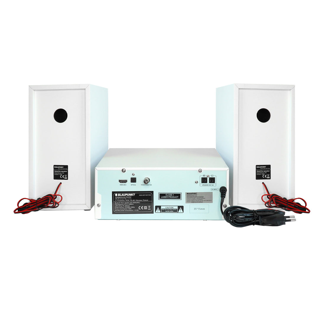 Blaupunkt mikrotorn, effekt 150 W, FM-radio, AUX-uttag och USB-anslutning, Bluetooth, HDMI-ingång, klocka med alarm, LED-display, färg vit, MS30.02BT