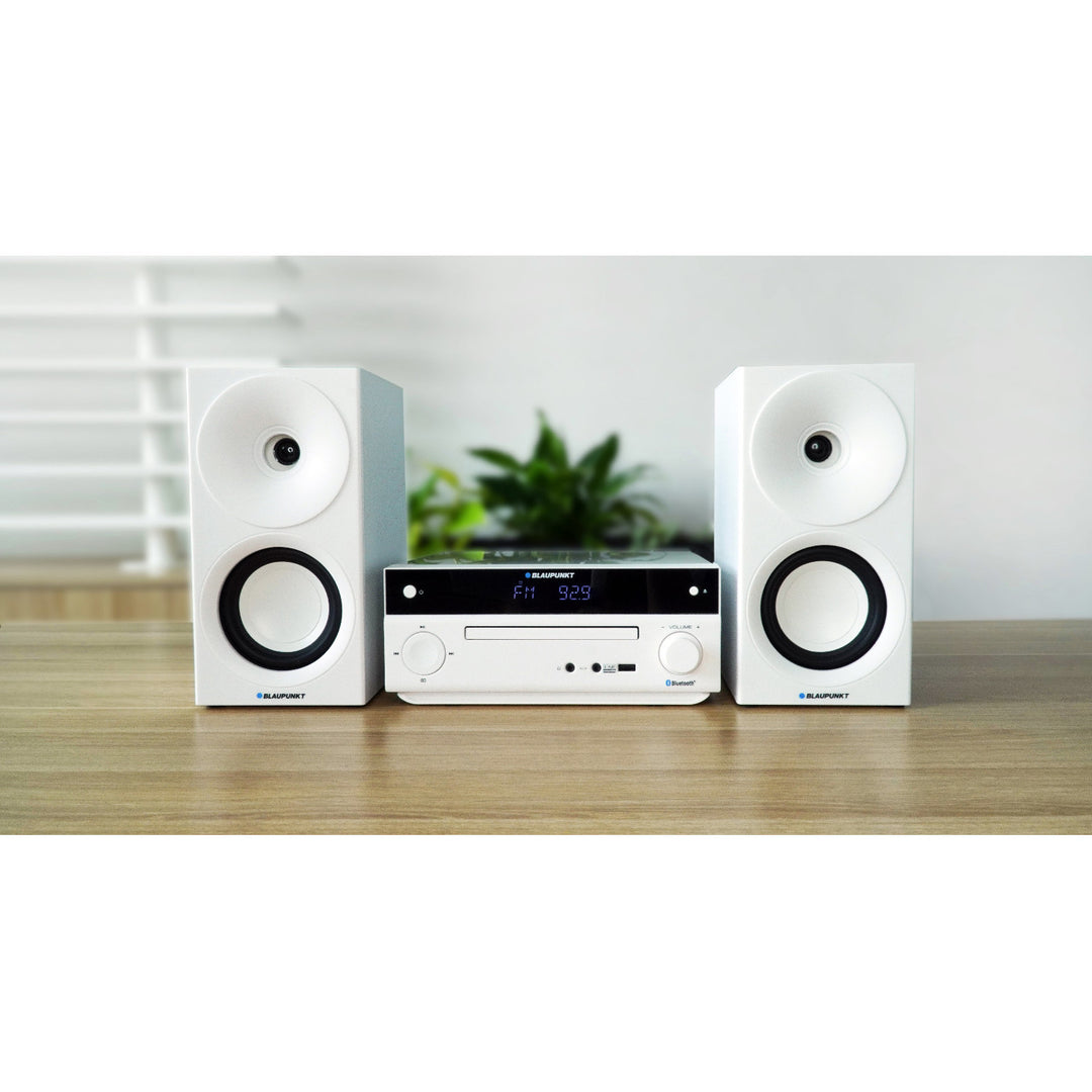 Blaupunkt mikrotorn, effekt 150 W, FM-radio, AUX-uttag och USB-anslutning, Bluetooth, HDMI-ingång, klocka med alarm, LED-display, färg vit, MS30.02BT
