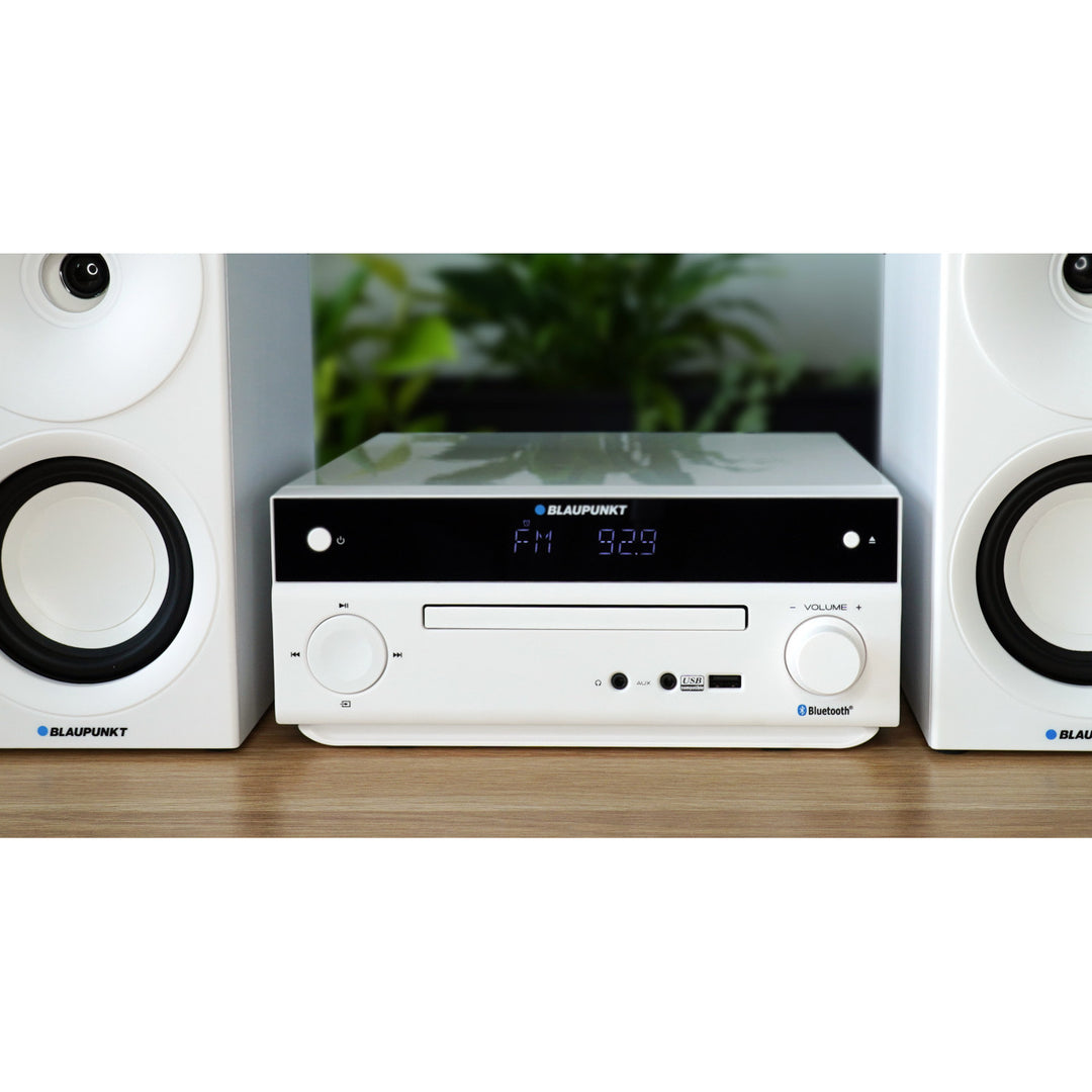 Blaupunkt mikrotorn, effekt 150 W, FM-radio, AUX-uttag och USB-anslutning, Bluetooth, HDMI-ingång, klocka med alarm, LED-display, färg vit, MS30.02BT