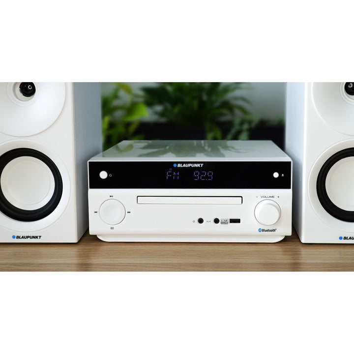 Blaupunkt mikrotorn, effekt 150 W, FM-radio, AUX-uttag och USB-anslutning, Bluetooth, HDMI-ingång, klocka med alarm, LED-display, färg vit, MS30.02BT