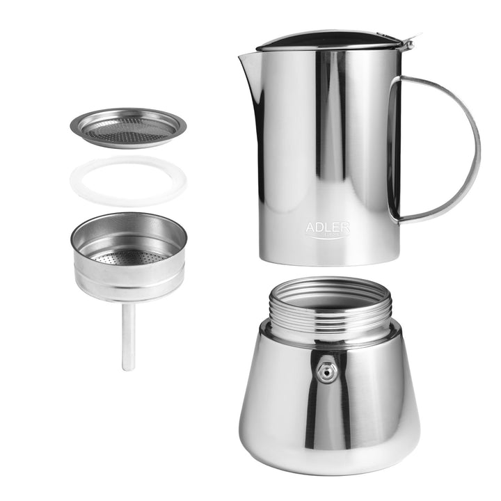 Adler kaffebryggare, espressobryggare, kapacitet 620 ml, färg silverstål, AD 4417