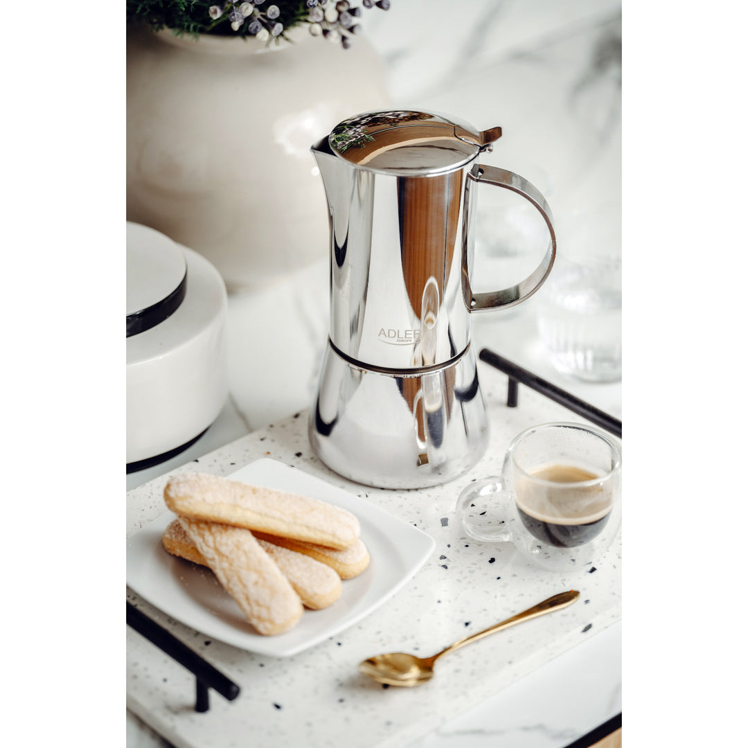Adler kaffebryggare, espressobryggare, kapacitet 620 ml, färg silverstål, AD 4417
