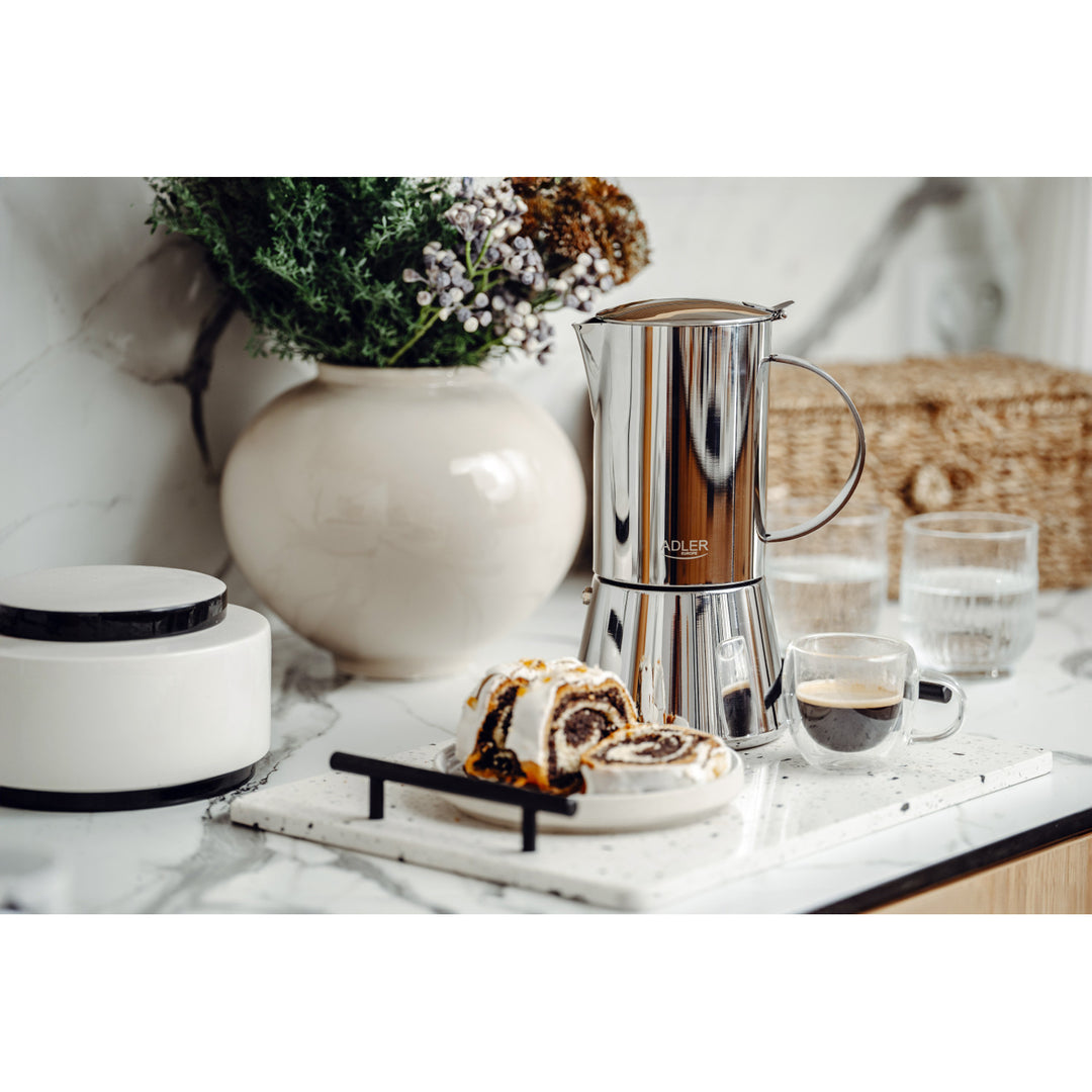 Adler kaffebryggare, espressobryggare, kapacitet 620 ml, färg silverstål, AD 4417