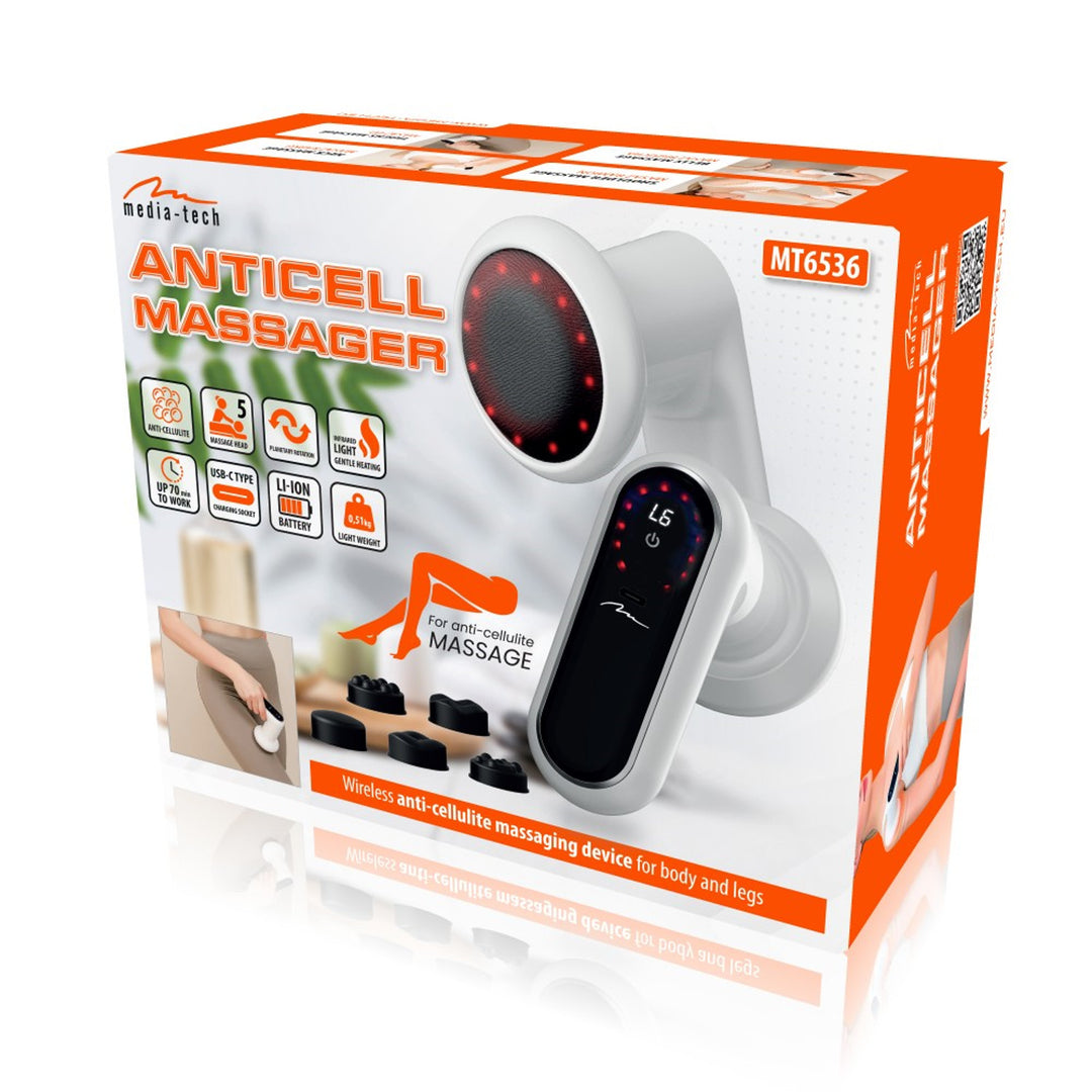 Anticellulitmassager, MEDIA-TECH, massagegun, 5 massageköp, 6 hastigheter, MT6536