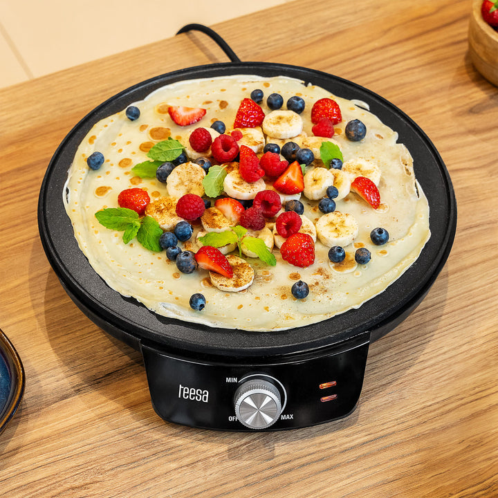 Teesa pannkaksgrill, elektrisk pannkaksgrill, platta med diameter 30 cm, effekt 1200 W, TSA3235