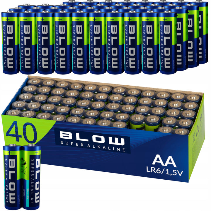 Alkalibatterier AA Blow, LR6, spänning 1,5 V, 40-pack