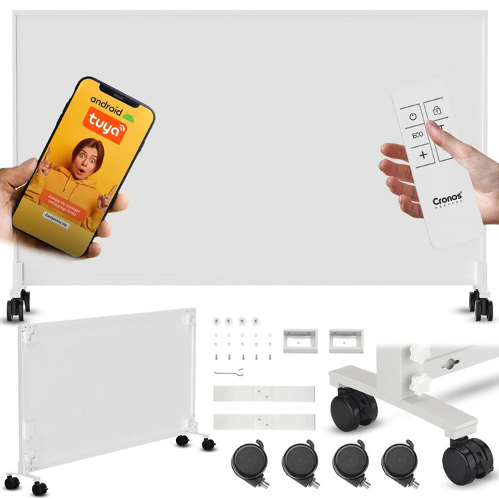 Cronos infraröd värmare, 800 W, perfekt för allergiker, matt yta, ultratunn, inbyggd termostat och fjärrstyrning via telefon eller fjärrkontroll, Carbon P800 TWP