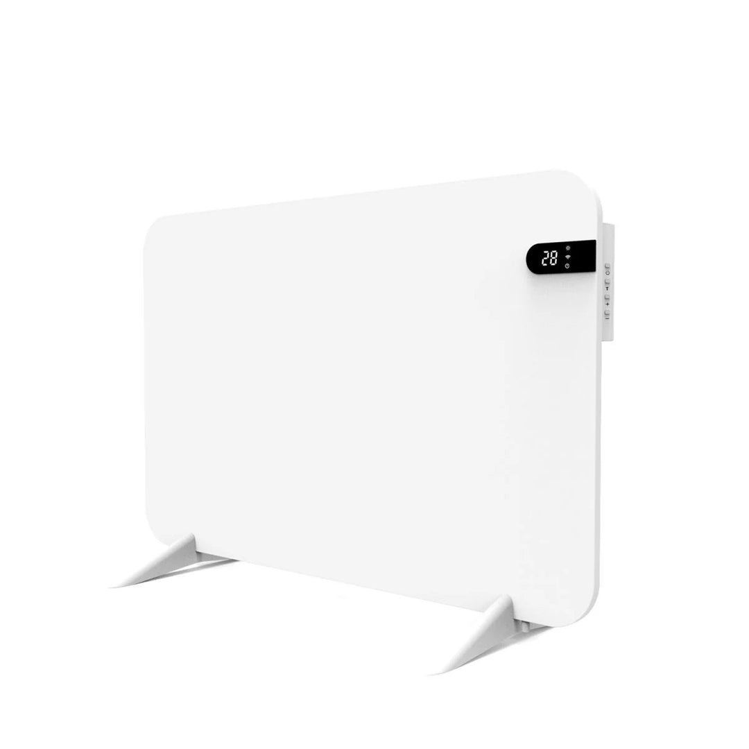 Cronos elektrisk radiator, vit, effekt 450 W, värmer upp rum på upp till 14 m2, inbyggd termostat, fjärrkontroll, funktion för att upptäcka öppna fönster, ben ingår, WFH-450TW